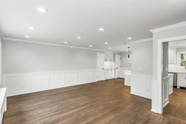Interior, Kitchen, Pendant Lights, Recessed Lighting, Wood Texture Flooring