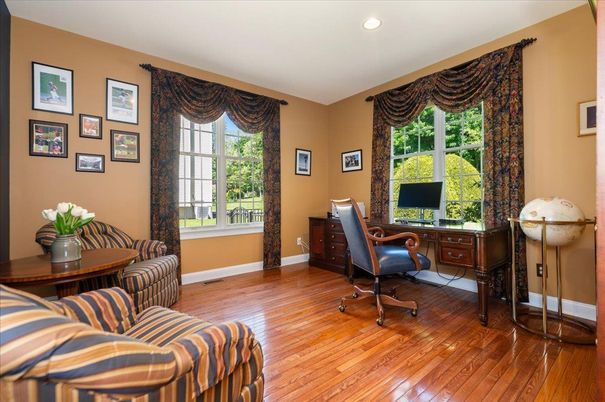 Home Office, Interior, Recessed Lighting, Wood Texture Flooring