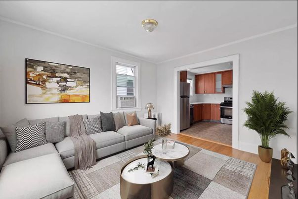 Interior, Kitchen, Living room, Stainless Steel Appliances, Wood Texture Flooring