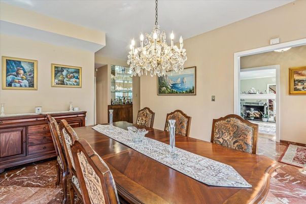 Chandelier, Dining room, Fireplace, Interior