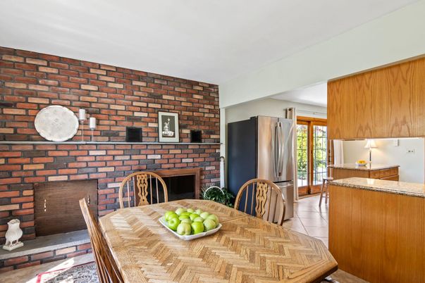 Dining room, Fireplace, Interior, Kitchen, Stone Walls