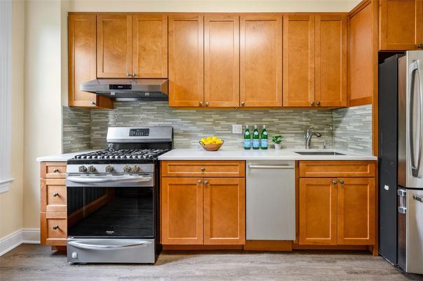 Interior, Kitchen, Stainless Steel Appliances, Wood Texture Flooring