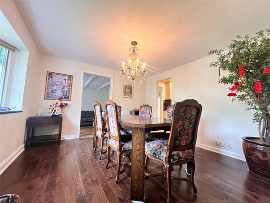 Chandelier, Dining room, Interior, Wood Texture Flooring