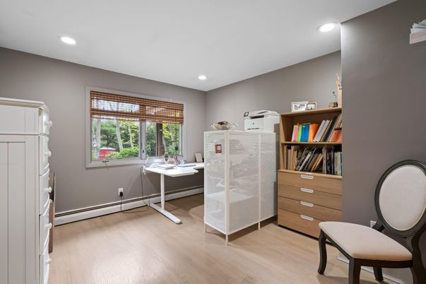 Home Office, Interior, Recessed Lighting, Wood Texture Flooring