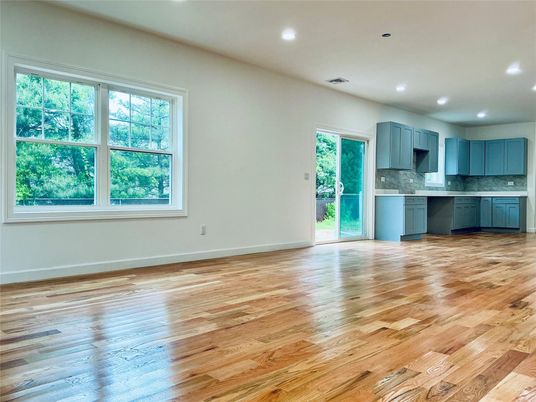 Empty room, Interior, Kitchen, Recessed Lighting, Wood Texture Flooring