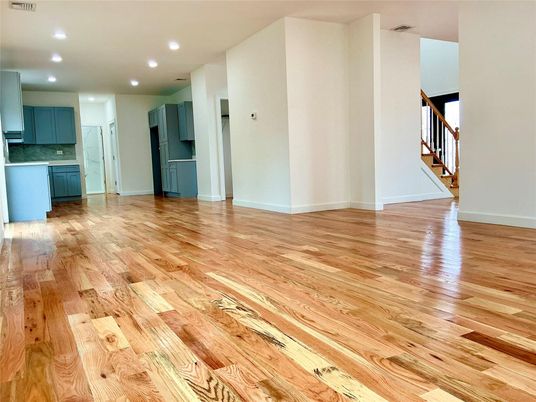 Empty room, Interior, Kitchen, Recessed Lighting, Wood Texture Flooring