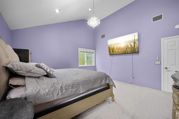 Bedroom, Chandelier, Interior, Recessed Lighting