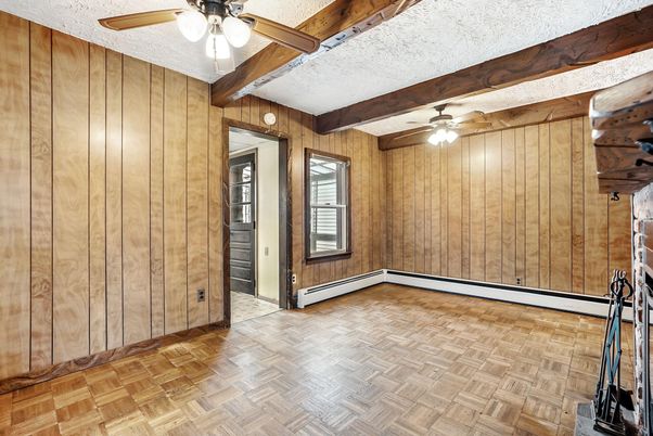Empty room, Interior, Wooden Beams, Wood Texture Flooring, Wooden Walls