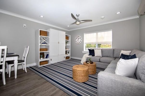 Dining room, Interior, Living room, Recessed Lighting, Wood Texture Flooring