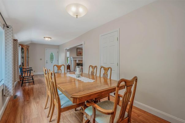 Dining room, Fireplace, Interior, Wood Texture Flooring