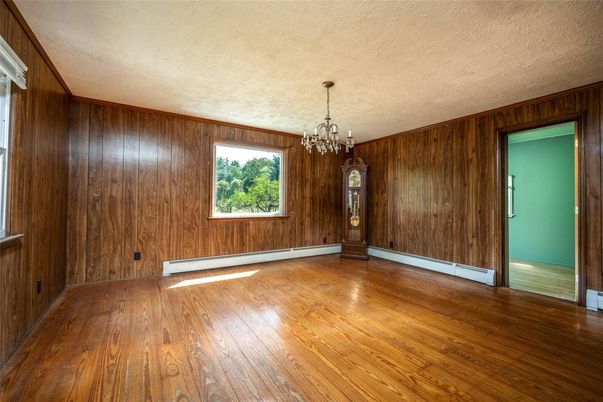 Chandelier, Empty room, Interior, Wood Texture Flooring, Wooden Walls