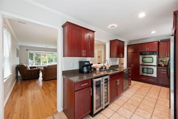 Interior, Kitchen, Living room, Recessed Lighting, Wood Texture Flooring