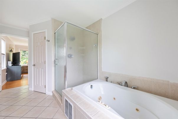 Bathroom, Glass Shower, Interior, Wood Texture Flooring