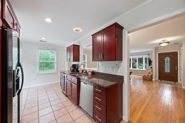 Interior, Kitchen, Recessed Lighting, Wood Texture Flooring