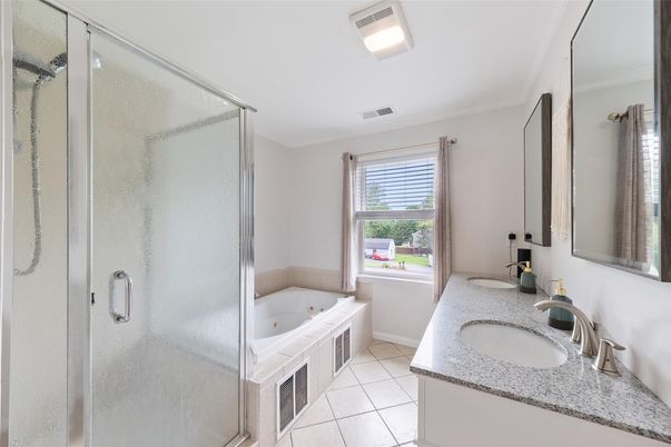 Bathroom, Dual Sink Vanities, Glass Shower, Interior