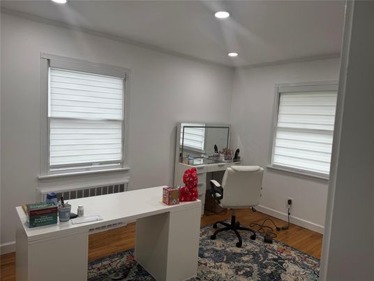 Home Office, Interior, Recessed Lighting, Wood Texture Flooring