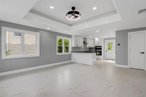 Interior, Kitchen, Marble, Recessed Lighting, Stainless Steel Appliances