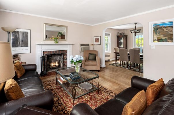 Dining room, Fireplace, Interior, Living room, Wood Texture Flooring