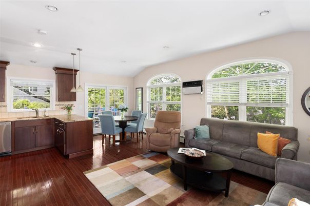 Dining room, Interior, Kitchen, Living room, Pendant Lights, Recessed Lighting, Wood Texture Flooring