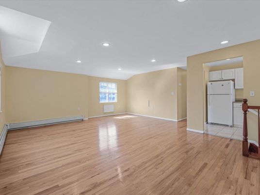 Empty room, Interior, Kitchen, Recessed Lighting, Wood Texture Flooring