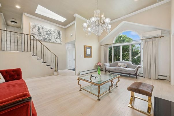 Chandelier, Interior, Living room, Recessed Lighting, Wood Texture Flooring