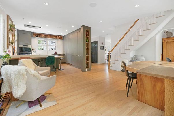 Interior, Kitchen, Recessed Lighting, Wood Texture Flooring