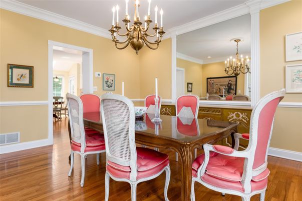 Chandelier, Dining room, Interior, Wood Texture Flooring