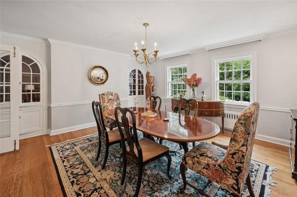 Chandelier, Dining room, Interior, Wood Texture Flooring