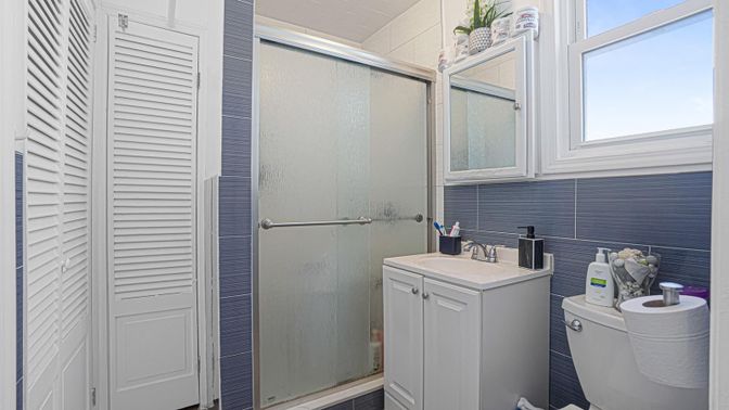 Bathroom, Glass Shower, Interior, Washer