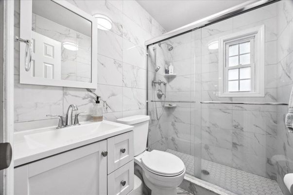 Bathroom, Glass Shower, Interior, Marble Walls