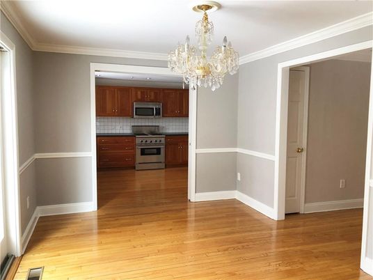 Chandelier, Interior, Kitchen, Stainless Steel Appliances, Wood Texture Flooring