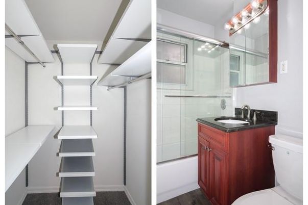 Bathroom, Glass Shower, Interior, Walk-in Closets, Wood Texture Flooring