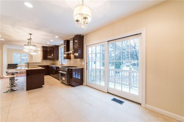 Chandelier, Interior, Kitchen, Pendant Lights, Recessed Lighting, Stainless Steel Appliances