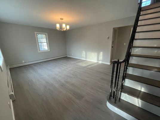Chandelier, Empty room, Interior, Wood Texture Flooring
