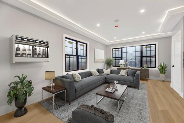 Interior, Living room, Recessed Lighting, Wood Texture Flooring