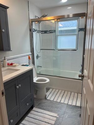 Bathroom, Glass Shower, Interior, Recessed Lighting
