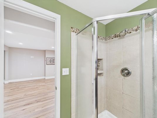 Bathroom, Interior, Recessed Lighting, Wood Texture Flooring