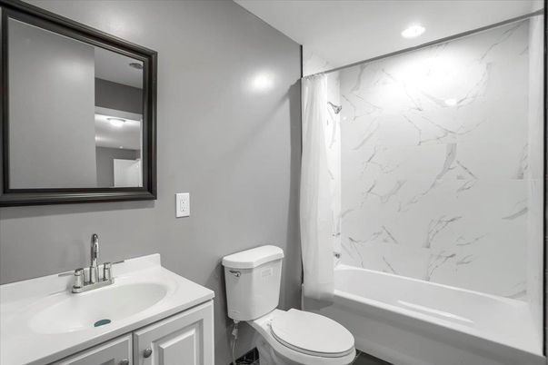 Bathroom, Interior, Marble Walls, Recessed Lighting