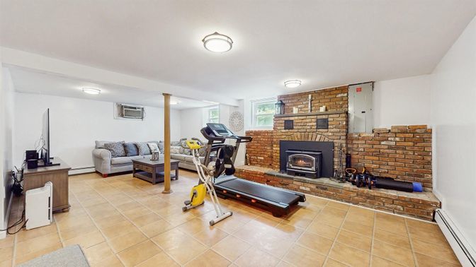 Fireplace, Fitness Equipment, Interior, Stone Walls