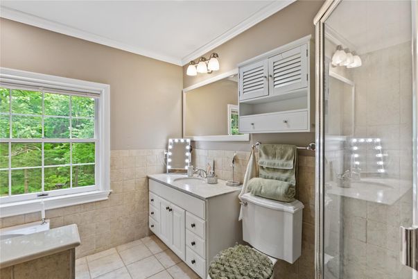 Bathroom, Dual Sink Vanities, Glass Shower, Interior