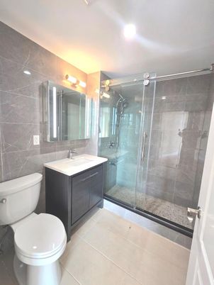 Bathroom, Glass Shower, Interior, Recessed Lighting
