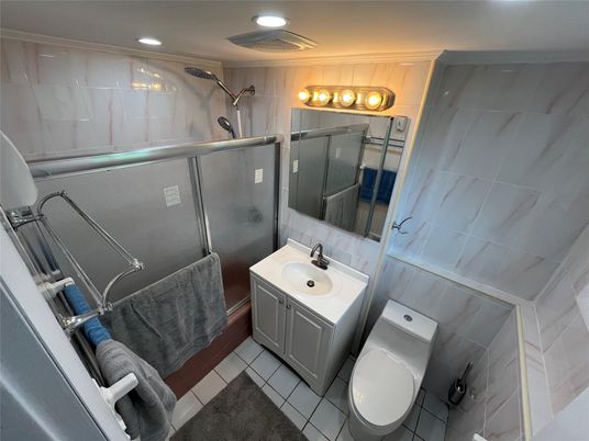 Bathroom, Dual Sink Vanities, Glass Shower, Interior, Recessed Lighting