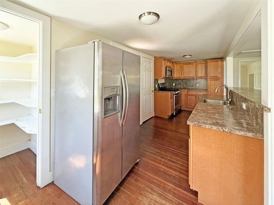 Interior, Kitchen, Stainless Steel Appliances, Wood Texture Flooring