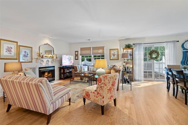 Dining room, Fireplace, Interior, Living room, Wood Texture Flooring