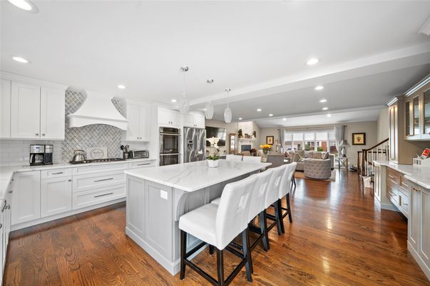 Interior, Kitchen, Living room, Pendant Lights, Recessed Lighting, Stainless Steel Appliances, Wood Texture Flooring