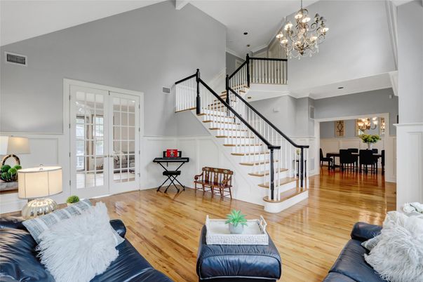 Chandelier, Dining room, Interior, Wood Texture Flooring