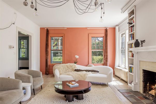 Fireplace, Interior, Living room, Pendant Lights