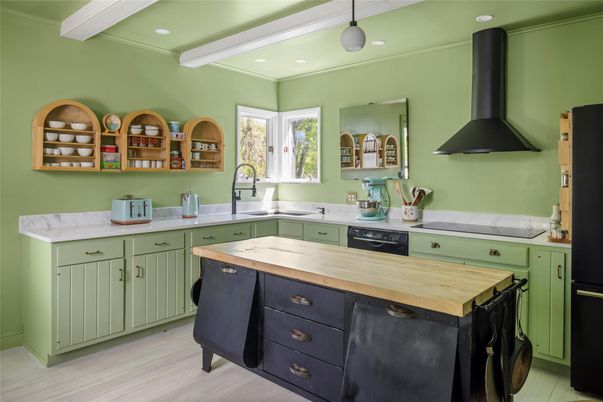 Interior, Kitchen, Pendant Lights, Recessed Lighting, Wood Texture Flooring