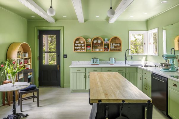 Interior, Kitchen, Pendant Lights, Recessed Lighting, Wood Texture Flooring