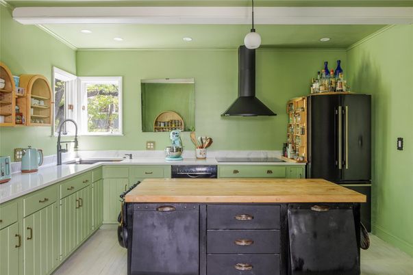 Interior, Kitchen, Pendant Lights, Recessed Lighting, Wood Texture Flooring